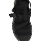 Lilli Sporty Flat Sandal In Recycled Textile - Black