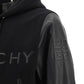 Hooded Bomber Jacket in Wool and Leather Black