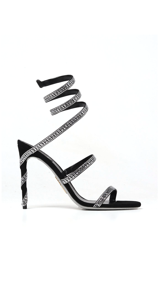 Cleo Crystal Sandal 105 - Black/Silver