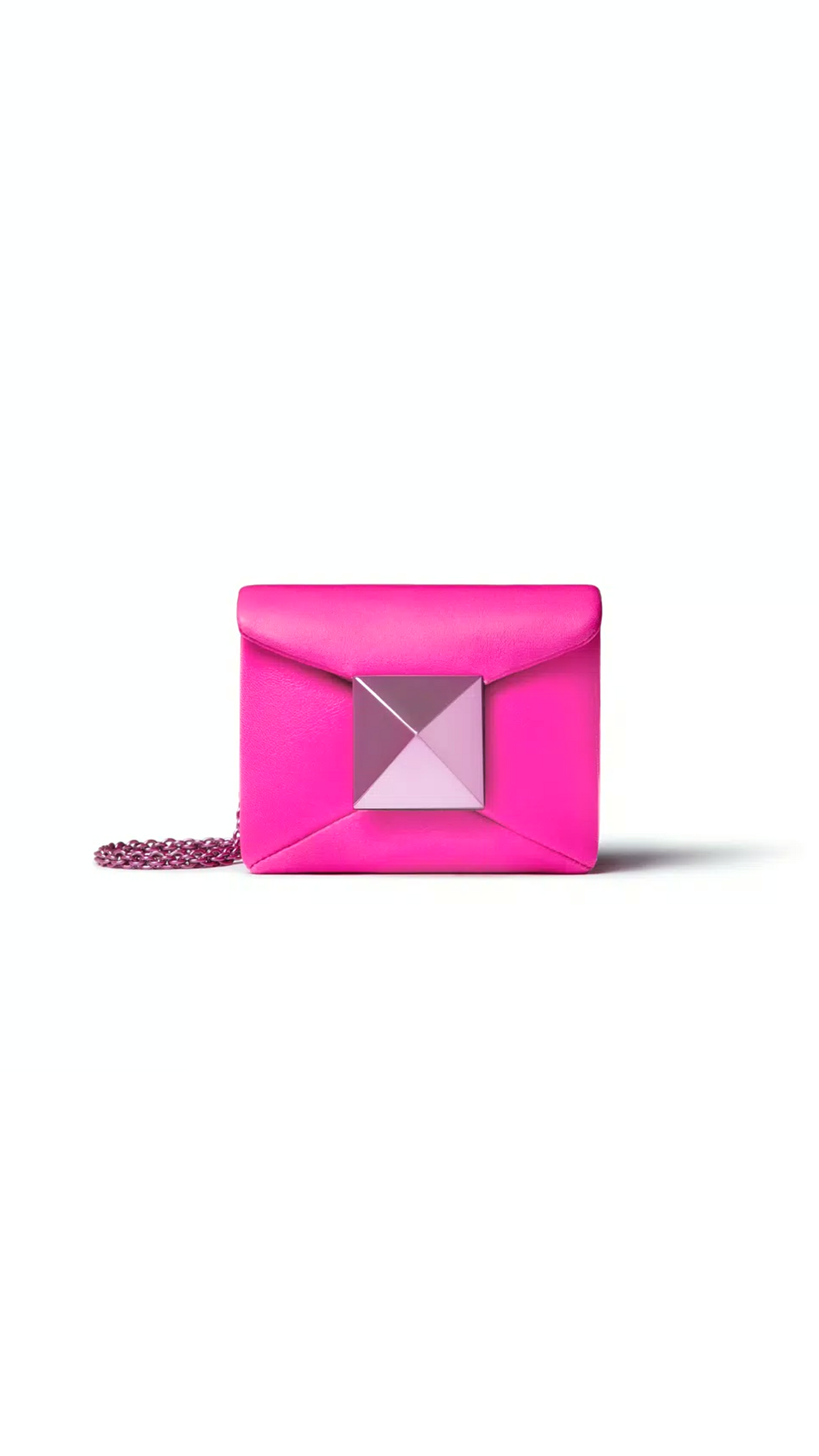 One Stud Nappa Micro Bag with Chain - Pink PP