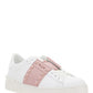 Open Sneaker In Calfskin Leather - White / Pink