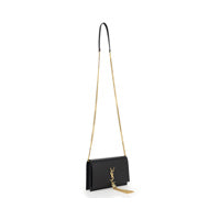 Kate Chain Wallet With Tassel In Grain De Poudre Embossed Leather - Black