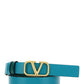 Reversible Vlogo Signature Belt In Shiny Calfskin 20MM- Green / Blue
