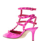 Rockstud Ankle Strap Patent-leather Pump With Tonal Studs - Pink PP