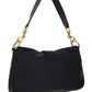 Leather Shoulder Bag with Snap Hook - Black