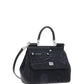 Small Sicily Bag in Calfskin and Patchwork Denim - Black