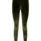 Stretch Velvet Signature Leggings - Olive Green