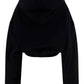 Embroidered-Logo Cropped Hoodie - Black