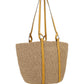Large Basket in Fair Trade Paper & Shiny Calfskin - Natural / Yellow