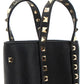 Rockstud Leather Pouch With Chain - Black