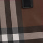 Check and Leather Tote - Dark Birch Brown