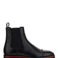 Melon Calf Leather Flat Boots - Black