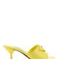 Brushed Leather Heeled Slides - Yellow