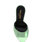 La 16 Mules In Metallic Leather - Green