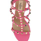 Rockstud Metallic Calfskin Leather Ankle Strap Sandal 60MM - Pink