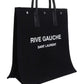 Rive Gauche N/S Tote Bag In Printed Canvas And Leather - Black