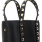 Rockstud Leather Pouch With Chain - Black