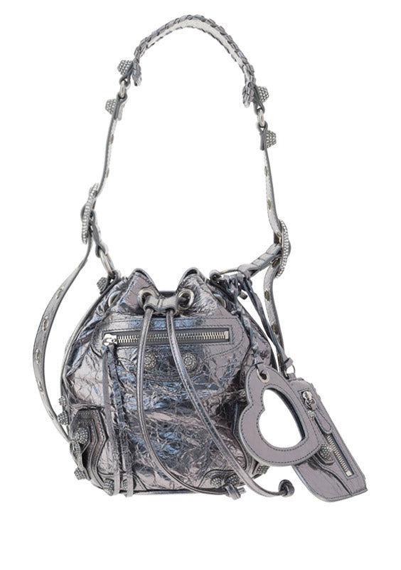 Le Cagole Xs Bucket Bag With Rhinestones - Silver
