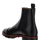 Melon Calf Leather Flat Boots - Black