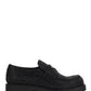 Chocolate Satin Loafers With Crystals - Black