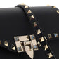Small Rockstud Grainy Calfskin Crossbody Bag - Black