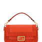 Medium Baguette Woven Leather Bag - Red