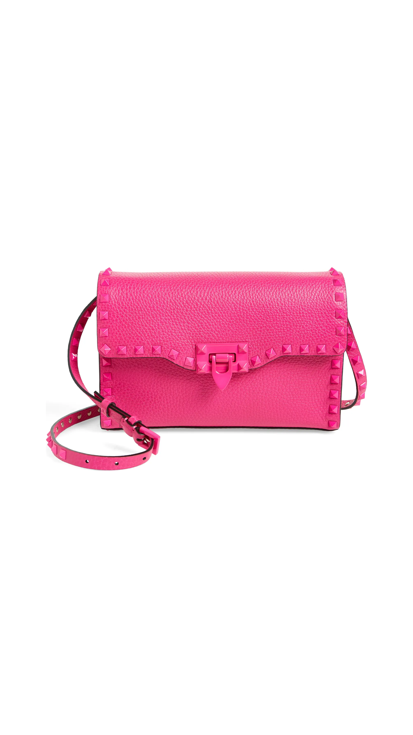 Small Rockstud Leather Shoulder Bag - Pink PP