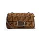 FF Tapestry Baguette Chain Midi Bag - Brown