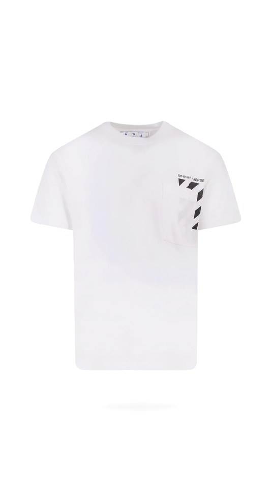 "Jersey" Diag Pocket T-shirt - White/Black