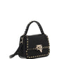 Small Rockstud Grainy Calfskin Handbag - Black