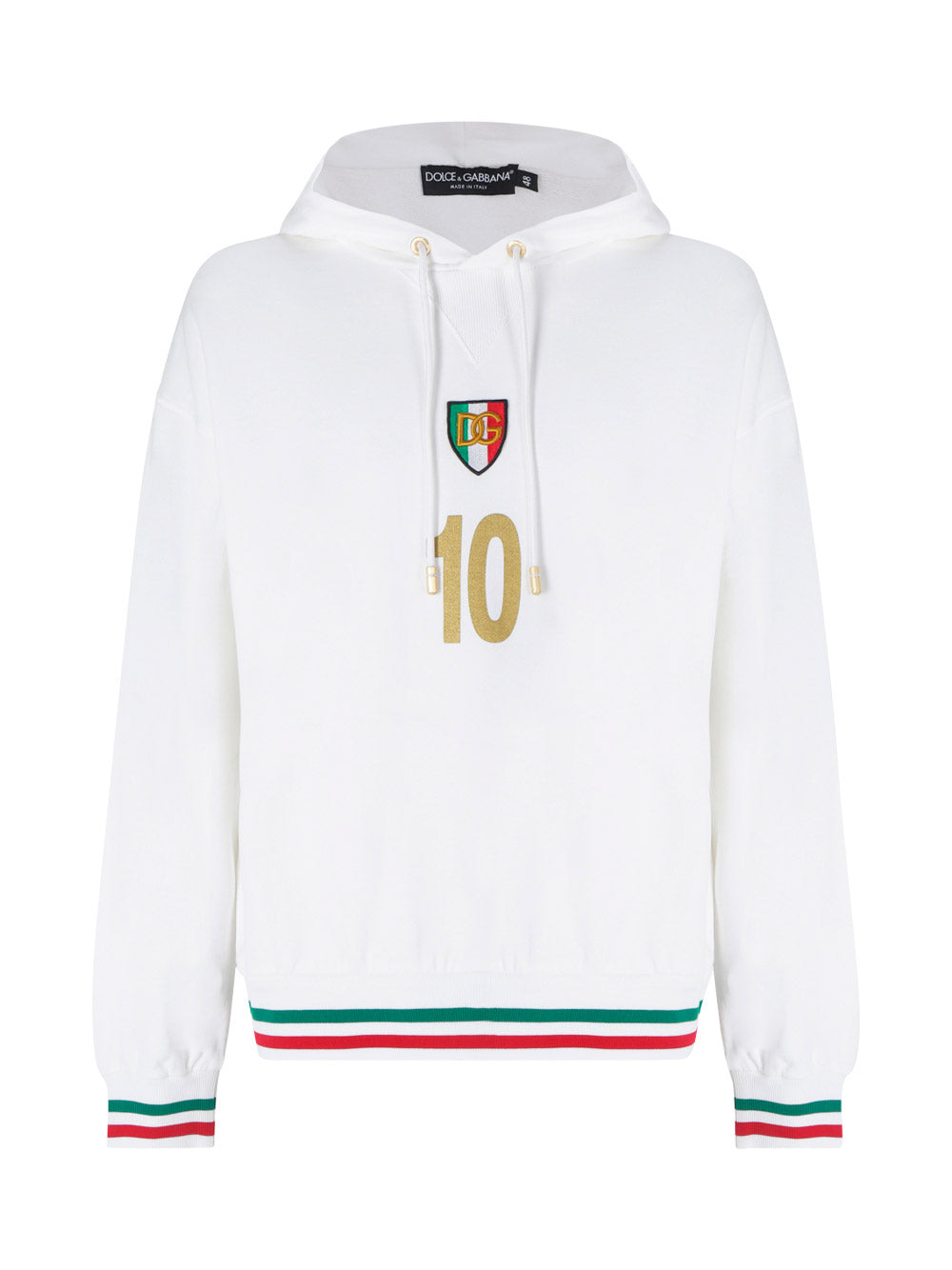 Jersey hoodie with patch - White