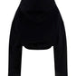 Embroidered-Logo Cropped Hoodie - Black