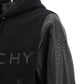 Hooded Bomber Jacket in Wool and Leather Black