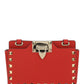Rockstud Smartphone Leather Crossbody Bag - Red