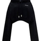 Embroidered-Logo Cropped Hoodie - Black
