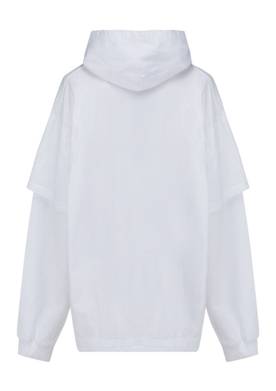 Slime Double Long Sleeve Hooded T-Shirt In Black - White