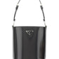 Brushed Leather Bucket Shoulder & Crossbody Bag - Black.