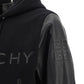 Hooded Bomber Jacket in Wool and Leather Black