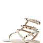 Rockstud Calfskin Flat Flip-Flop Sandal - Light Ivory