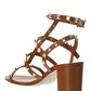 Rockstud Calfskin Ankle Strap Sandal 60 MM - Saddle Brown