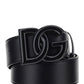 Leather Belt with Crossover DG Logo Buckle - Black