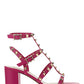 Rockstud Calfskin Ankle Strap Sandal 60 MM - Blossom