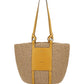 Large Basket in Fair Trade Paper & Shiny Calfskin - Natural / Yellow