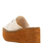 Woody Wedge Mule In Canvas - Ivory