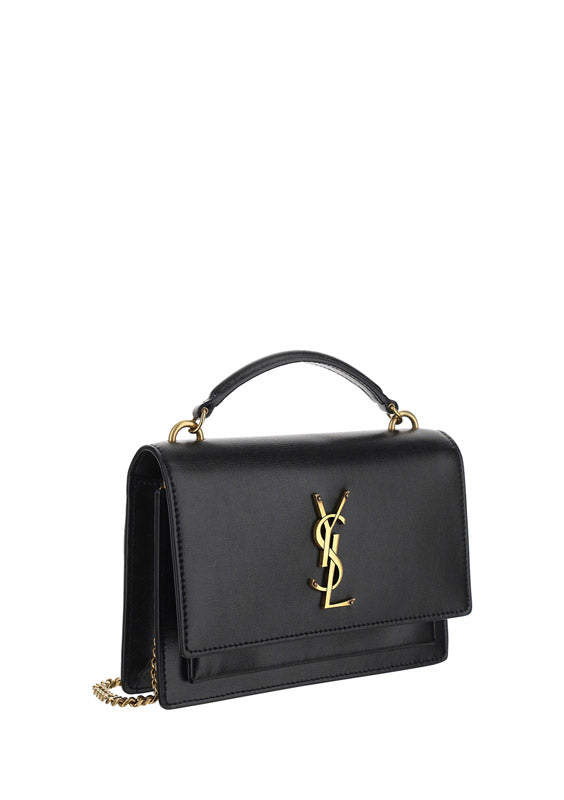 Sunset Chain Bag In Smooth Leather - Black
