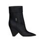 Niki Booties In Smooth Leather and Silver Tone Monogram - Black