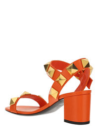 Roman Stud Calfskin Sandal 60MM - Orange