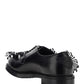 Brushed Leather Derby Shoes with Appliqués - Black