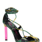 ''Adele'' Lace-up Pump - Green / Yellow