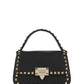Small Rockstud Grainy Calfskin Handbag - Black